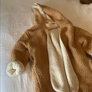 Fluffy reversible teddy bear coat